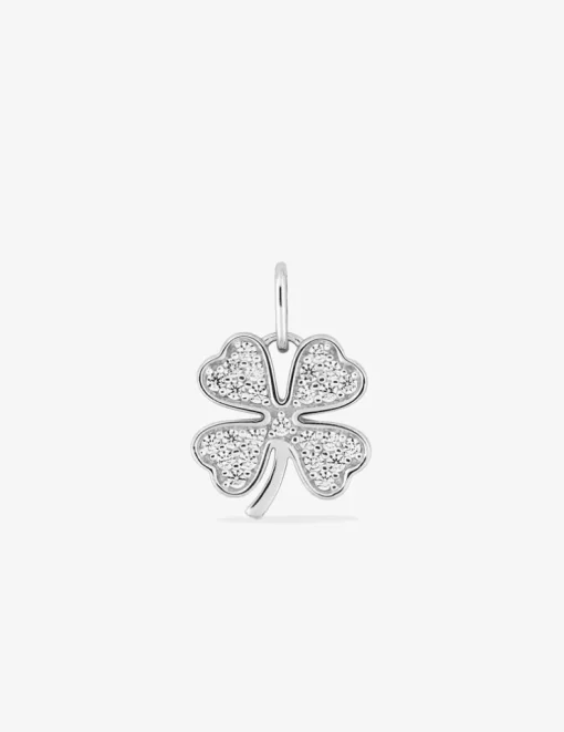 Pendentif trèfle en argent 925 ‰ rhodié, oxydes de zirconium SO OR