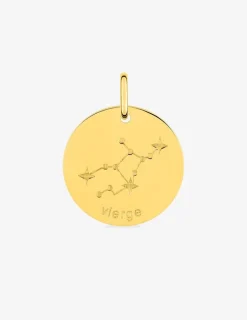 Pendentif zodiaque rond constellation Vierge plaqué or SO OR
