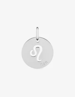 Pendentif zodiaque rond Lion argent 925‰ rhodié SO OR