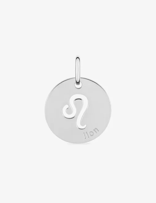 Pendentif zodiaque rond Lion argent 925‰ rhodié SO OR