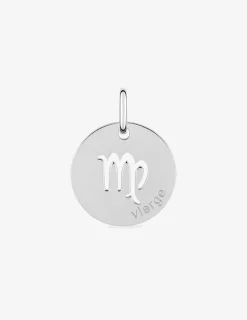 Pendentif zodiaque rond Vierge argent 925‰ rhodié SO OR