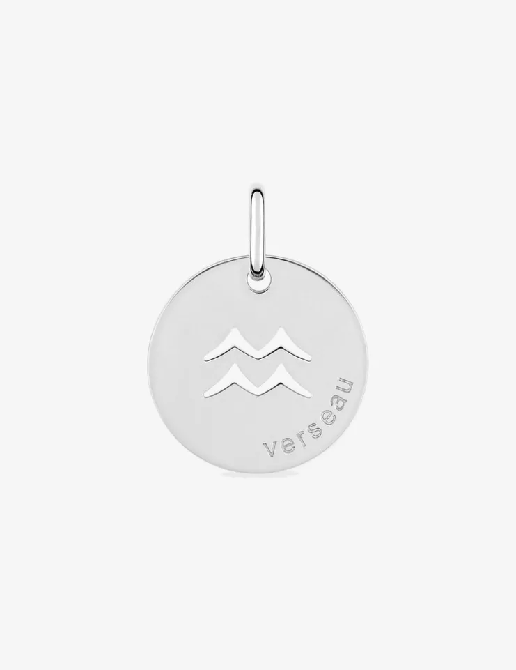 Pendentif zodiaque rond Verseau argent 925‰ rhodié SO OR