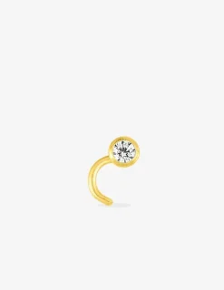 Piercing de nez or jaune 375 ‰ et oxyde de zirconium serti clos SO OR
