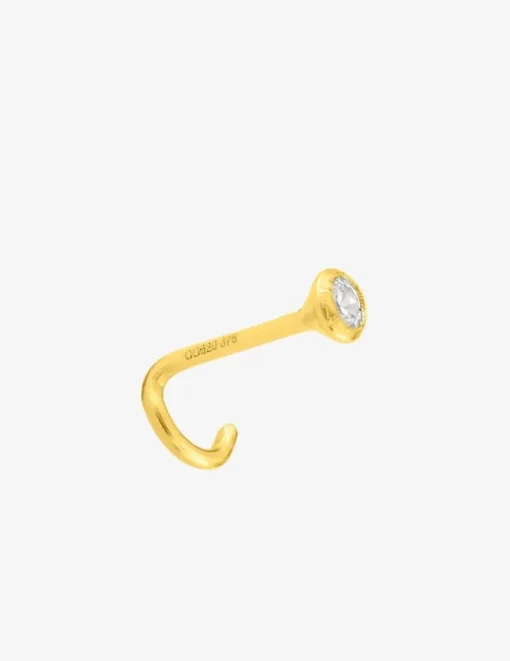 Piercing de nez or jaune 375 ‰ et oxyde de zirconium serti clos SO OR