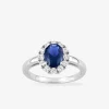 Solitaire accompagné argent 925‰ rhodié et oxyde de zirconium bleu SO OR