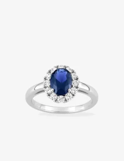 Solitaire accompagné argent 925‰ rhodié et oxyde de zirconium bleu SO OR
