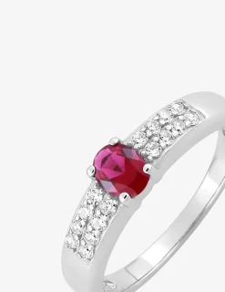 Solitaire accompagné argent 925‰ rhodié et oxyde de zirconium rouge SO OR