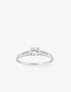 Solitaire accompagné or blanc 750‰ et oxydes de zirconium SO OR