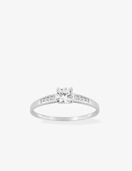 Solitaire accompagné or blanc 750‰ et oxydes de zirconium SO OR