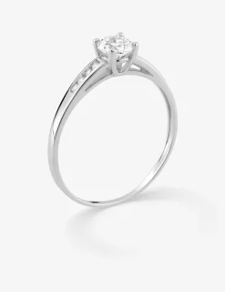 Solitaire accompagné or blanc 750‰ et oxydes de zirconium SO OR