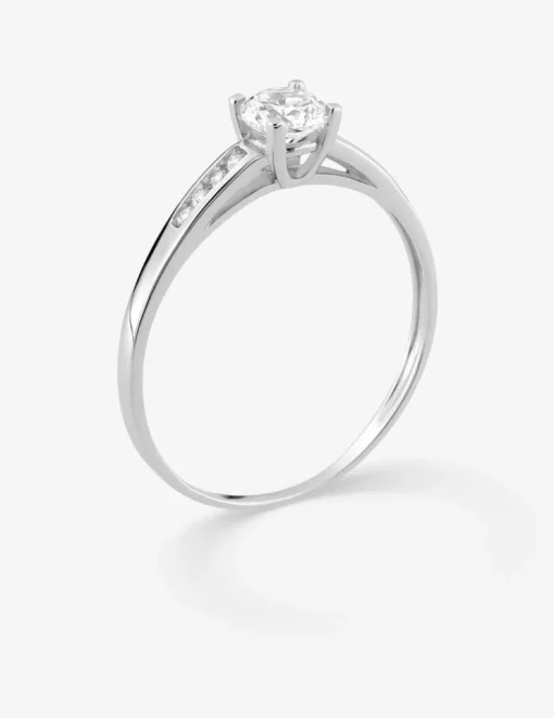 Solitaire accompagné or blanc 750‰ et oxydes de zirconium SO OR
