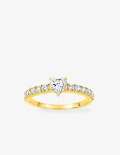 Solitaire accompagné plaqué or, rhodium et oxyde de zirconium cœur SO OR