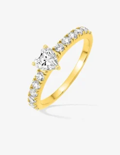 Solitaire accompagné plaqué or, rhodium et oxyde de zirconium cœur SO OR