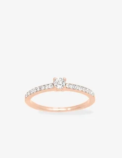 Solitaire accompagné plaqué or rose, rhodium et oxyde de zirconium 3 mm SO OR