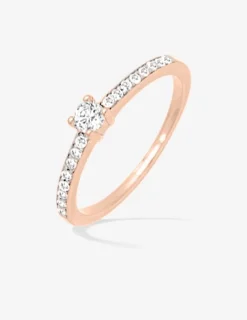 Solitaire accompagné plaqué or rose, rhodium et oxyde de zirconium 3 mm SO OR