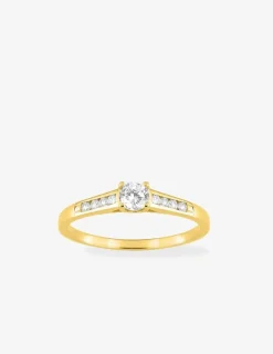Solitaire accompagné plaqué or et oxyde de zirconium 6,5 mm SO OR