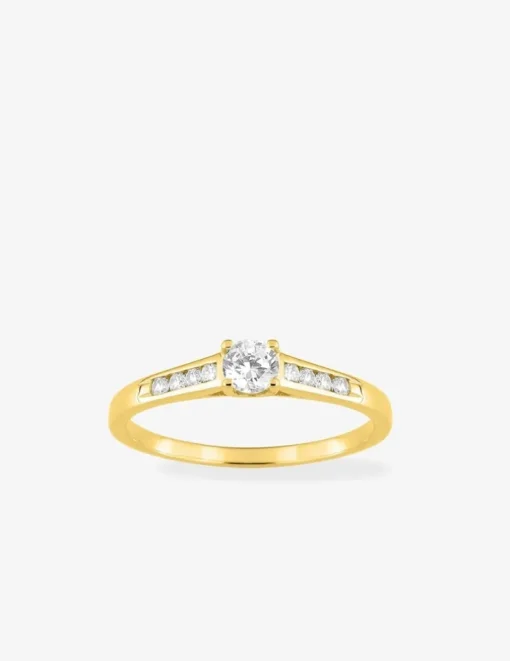 Solitaire accompagné plaqué or et oxyde de zirconium 6,5 mm SO OR