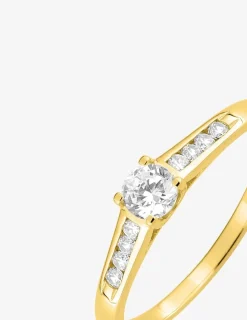 Solitaire accompagné plaqué or et oxyde de zirconium 6,5 mm SO OR